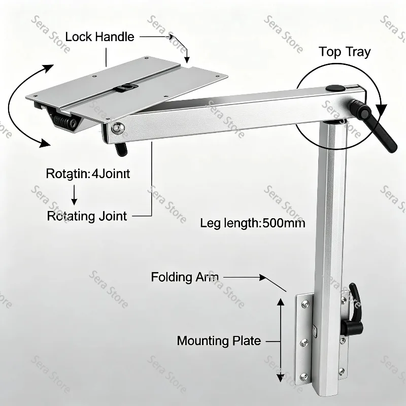 Removable Hidden Foldable Telescopic Table Leg, Rotating Table Support for RV Yacht Camper and Marine Interior Decoration
