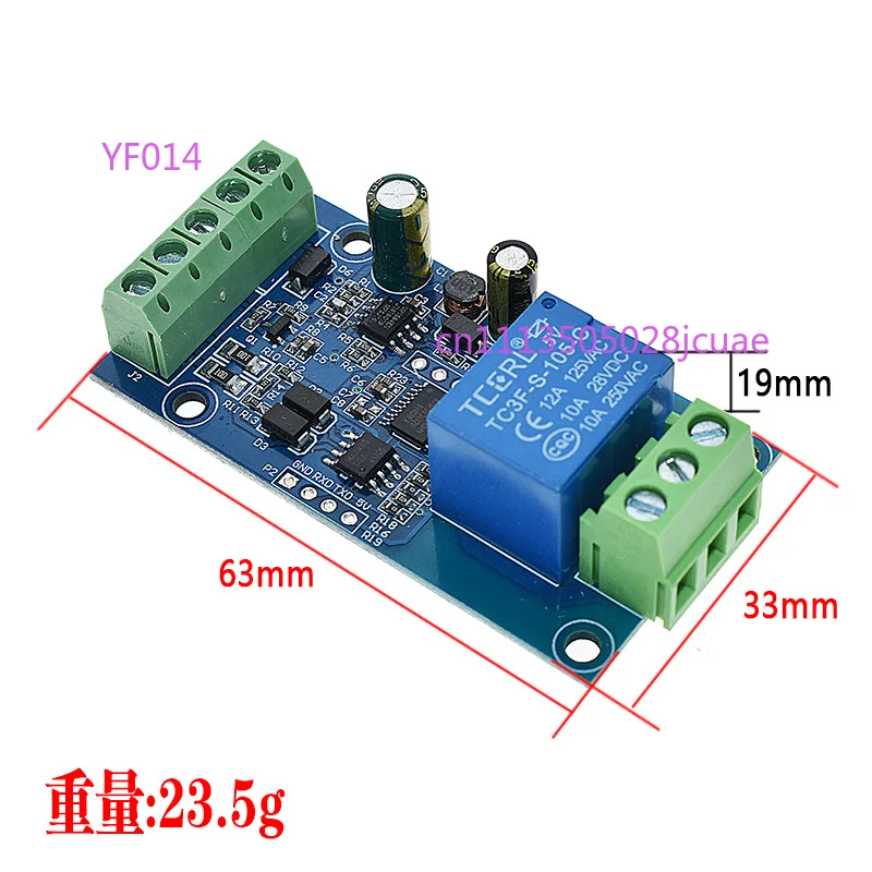Modbus RTU 1 Channel Relay Module RS485 TTL 7-24V Anti Reverse Connection Protection I/O Control Board