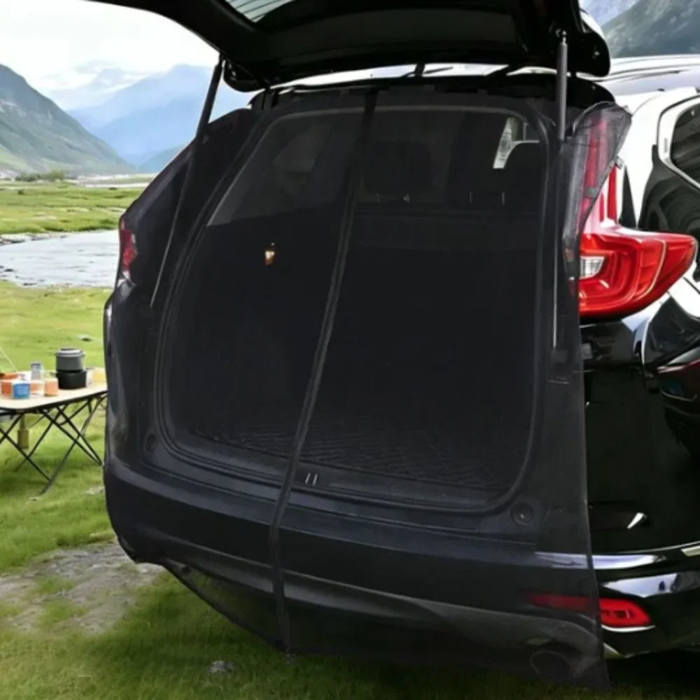 Ventilated Magnetic Car Trunk Mosquito Net Sunshade Insect Proof Car Tailgate Mesh Curtain Two-way Zipper Fine Mesh