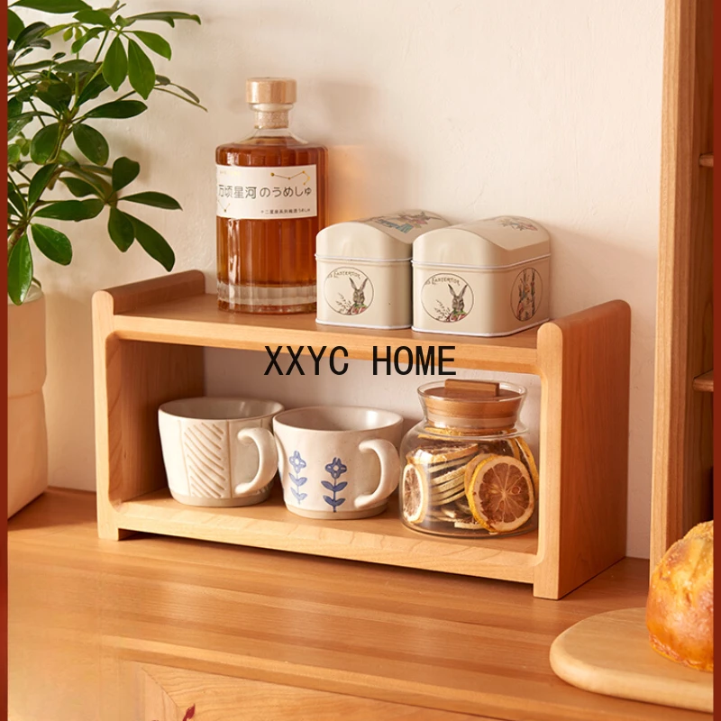 

Solid Wood Shelves Home Organize Multi-layered High-capacity Storage Racks Desk Organizer Household Spice Organizers Gadgets