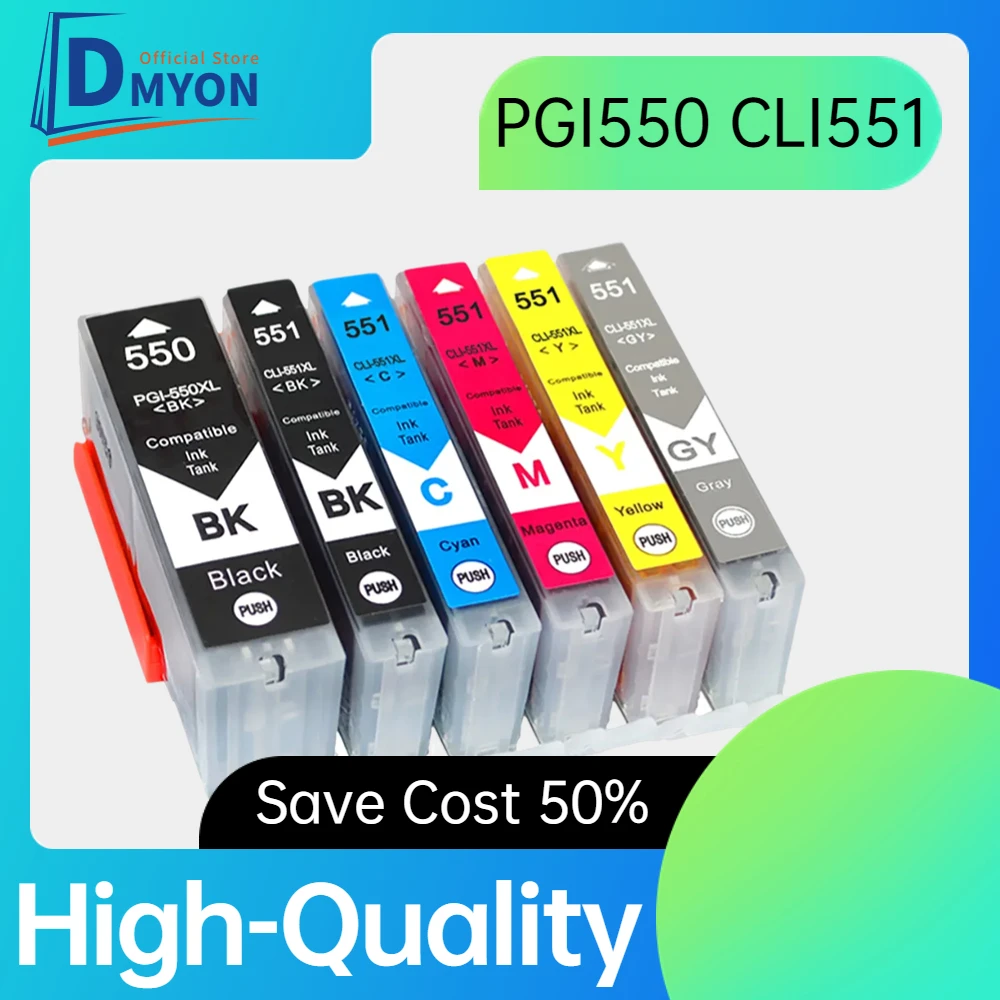 

Compatible CANON 550 551 Ink Cartridge for PIXMA IP7250 MG5450 MG5550 MG5650 MG6350 MG7550 MX725 MX920 MX925 Printer