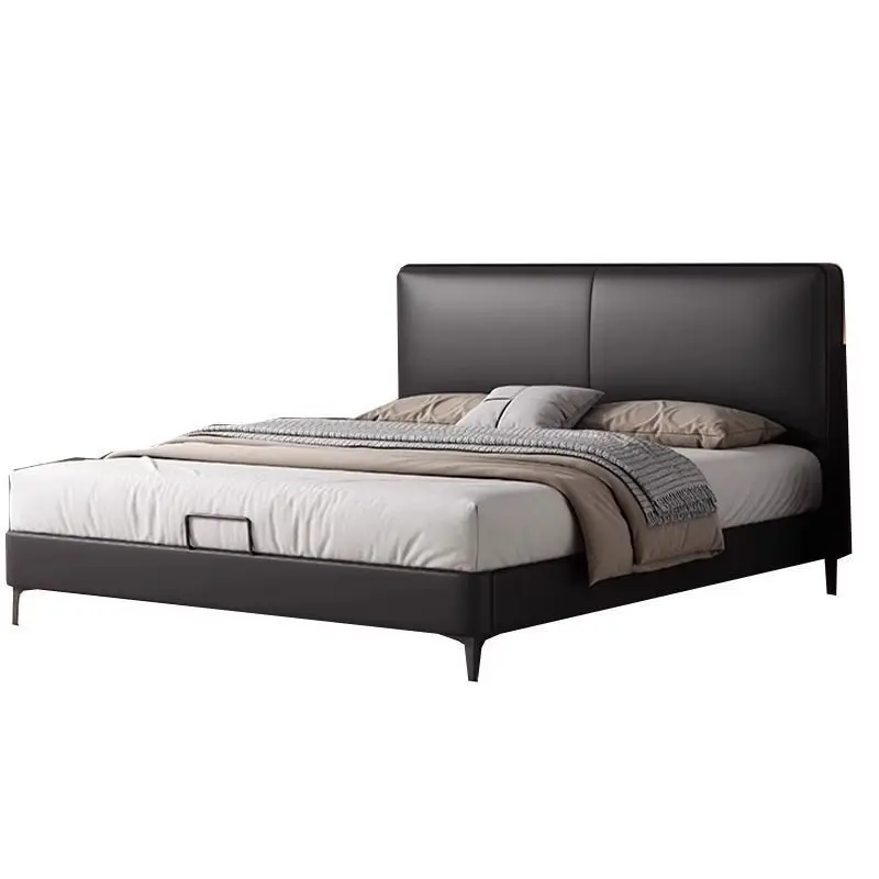 

Italian minimalist leather bed master bedroom large bed modern minimalist 1.8 meters light luxury wedding bed
