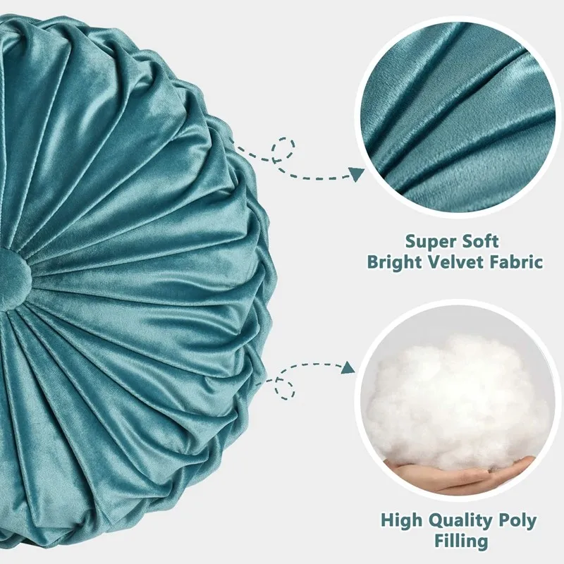 Inyahome Round Solid Pumpkin Lumbar Decorative Garden Chair Seat Cushion Velvet Fabric Backrest Pad Christmas Sofa Bed Pillow