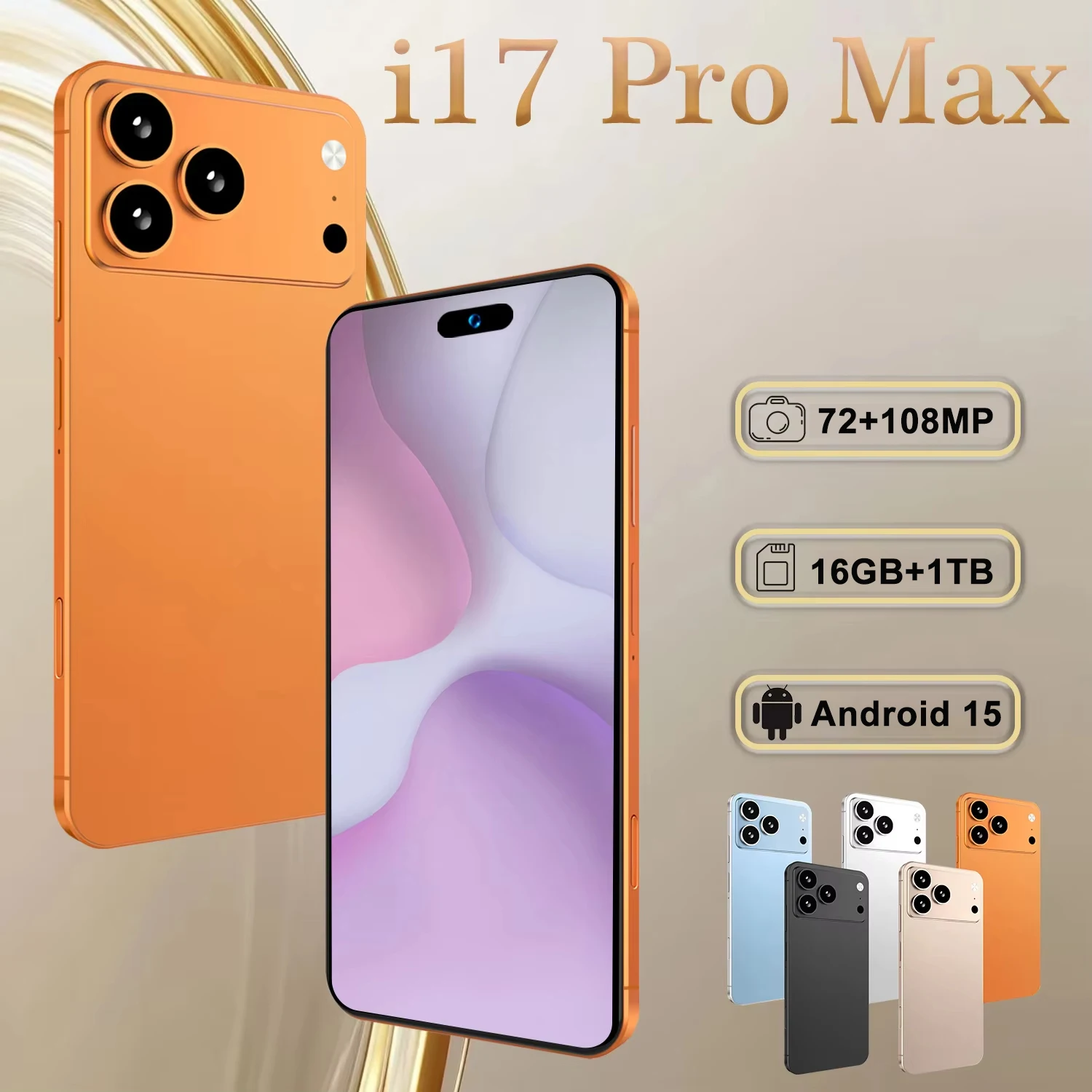

2026 Hot High Quality i17 Pro Max Original Intelligent 4G 5G Dual Card Dual Standby System Global Version 8000mAh Battery