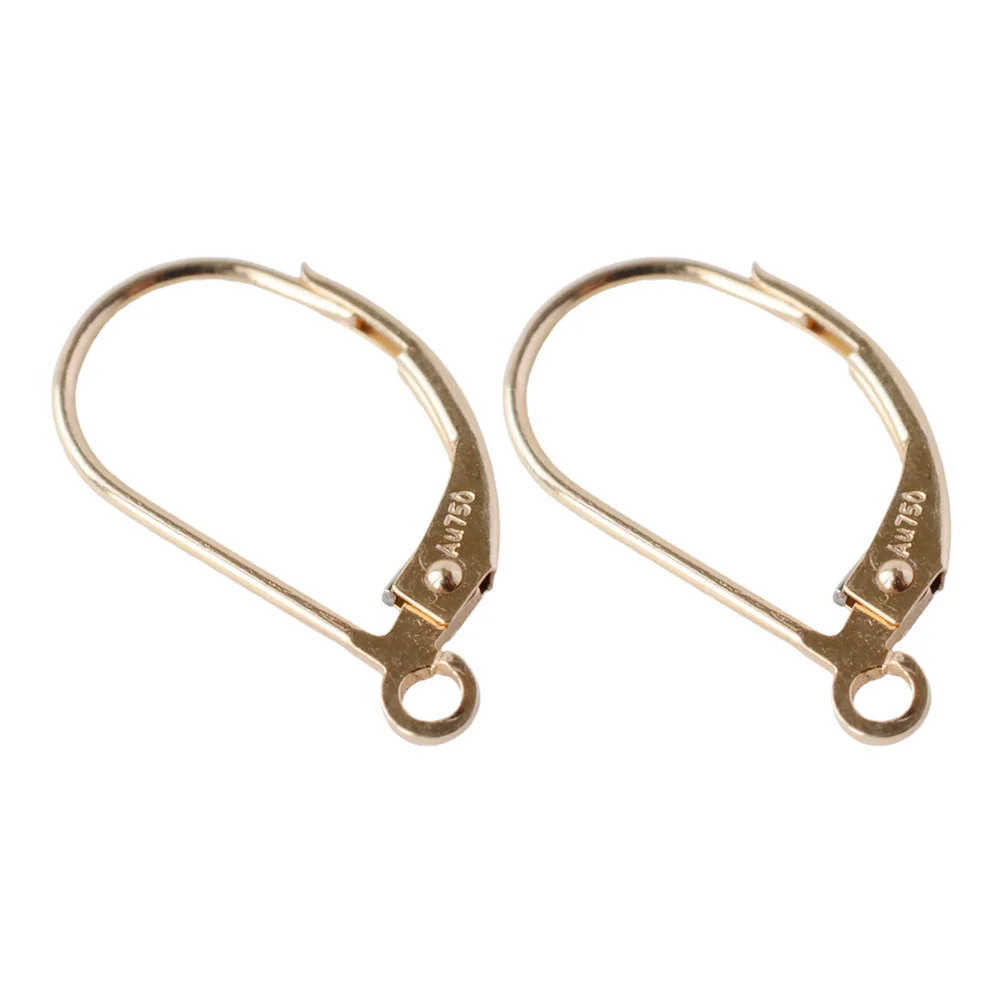 

Au750 Solid 18k gold French Leverback earwire Hook Findings with Open Jump Ring for Earring Jewelry DIY