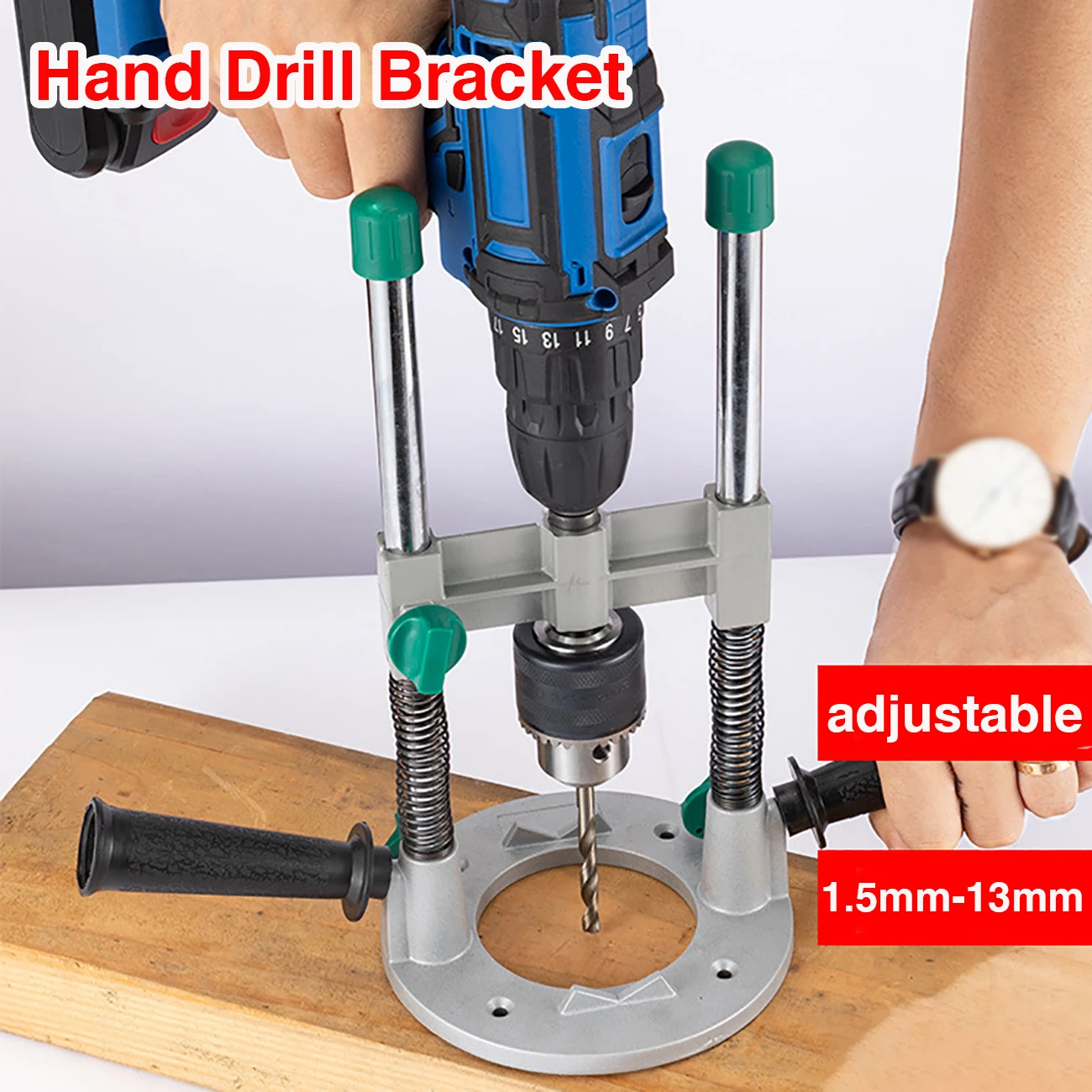 

1.5-13mm 90Degree Angle Angle Adjustable Drill Guide Attachment with Chuck Drill Holder Stand Drilling Guide for Electric Drill