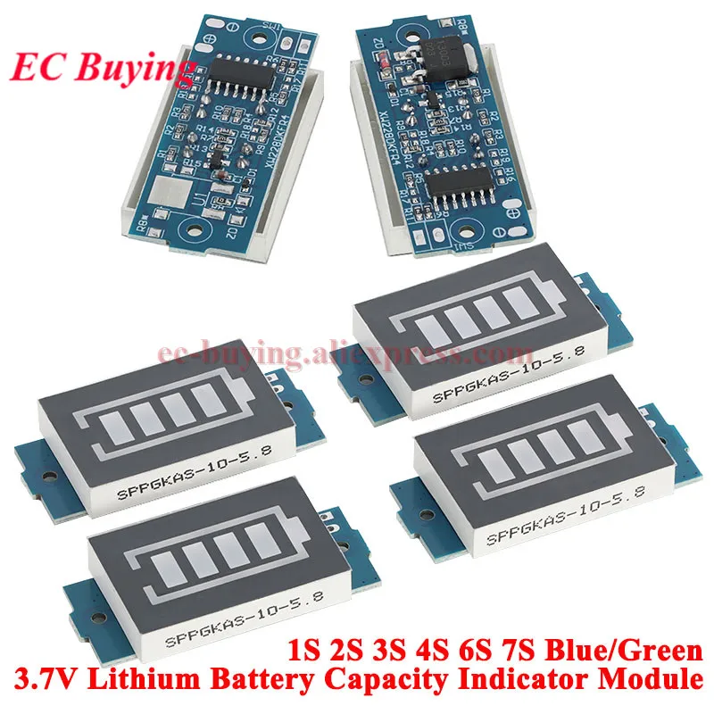 1S 2S 3S 4S Single 3.7V Lithium Battery Capacity Indicator Module 4.2V Blue Display Electric Vehicle Battery Power Tester Li-po