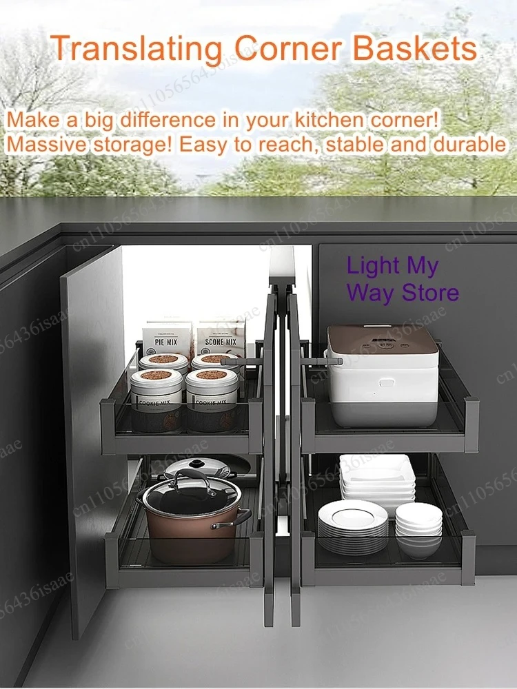 Large Capacity Drawer Type Corner Cabinet Pull-out Basket, Kitchen Small Monster Spice Tableware Rack