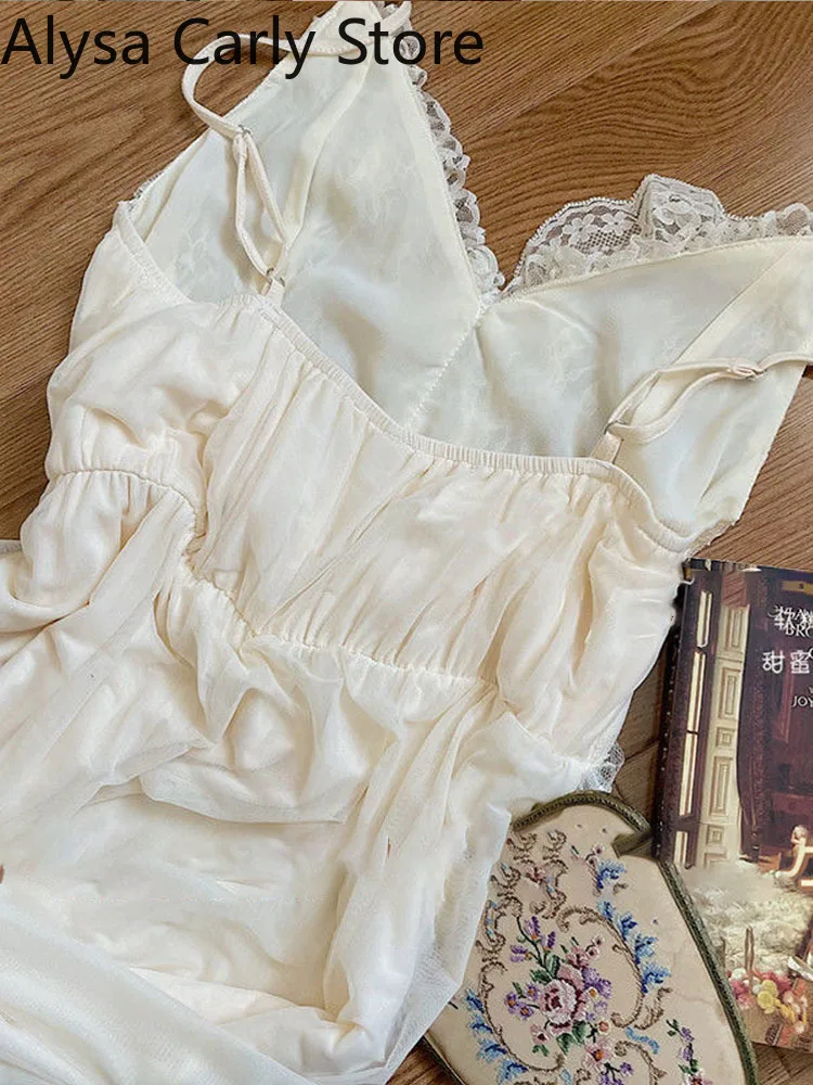 Franse Zoete Vintage Fee Jurk Vrouwen 2022 Herfst Kant Sexy Casual Koreaanse Jurk Vrouwelijke Hof Chiffon Elegante Lange Band Jurken