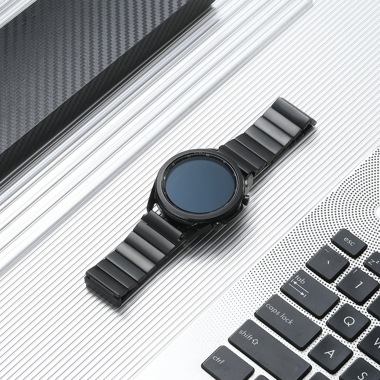 Suitable for Huawei GT3 Pro GT4 Watch Strap 22mm One-Bead Bamboo Joint Side Dismantling Titanium Metal Strap