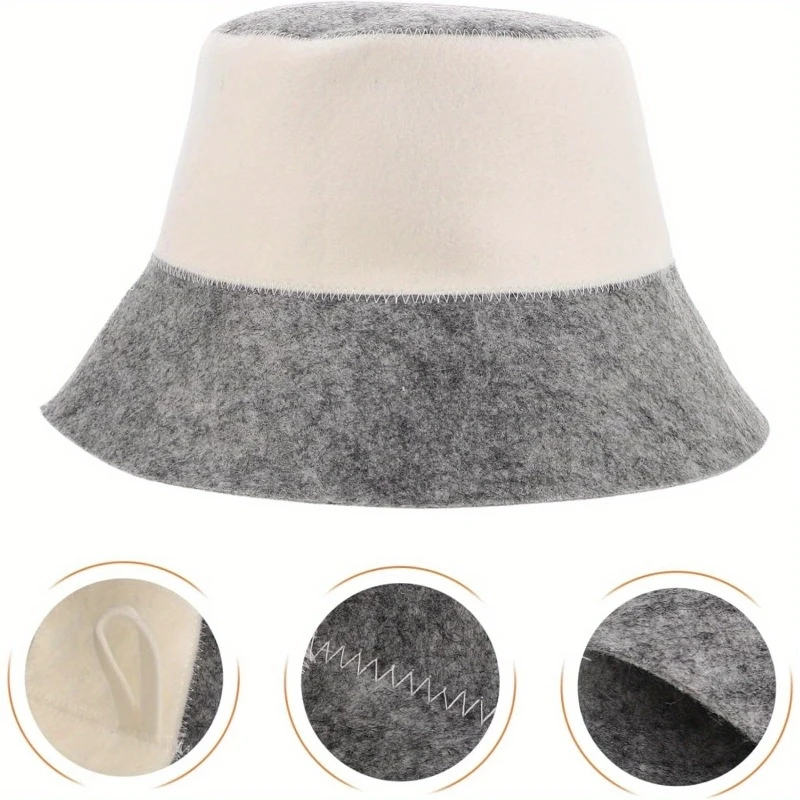 2-Pack Couple Spa Felt Sauna Caps Dual-Color Fisherman Hat Thermal Protection Reduces Steam Impact, Reusable for Home Bathtub