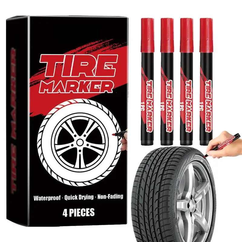 Motorcycle Tire Marker Pens 4X Car Tire Lettering Marker Pen Car Tire Lettering Paint Drawing Tool for Bus SUV Motorcycle Sedan