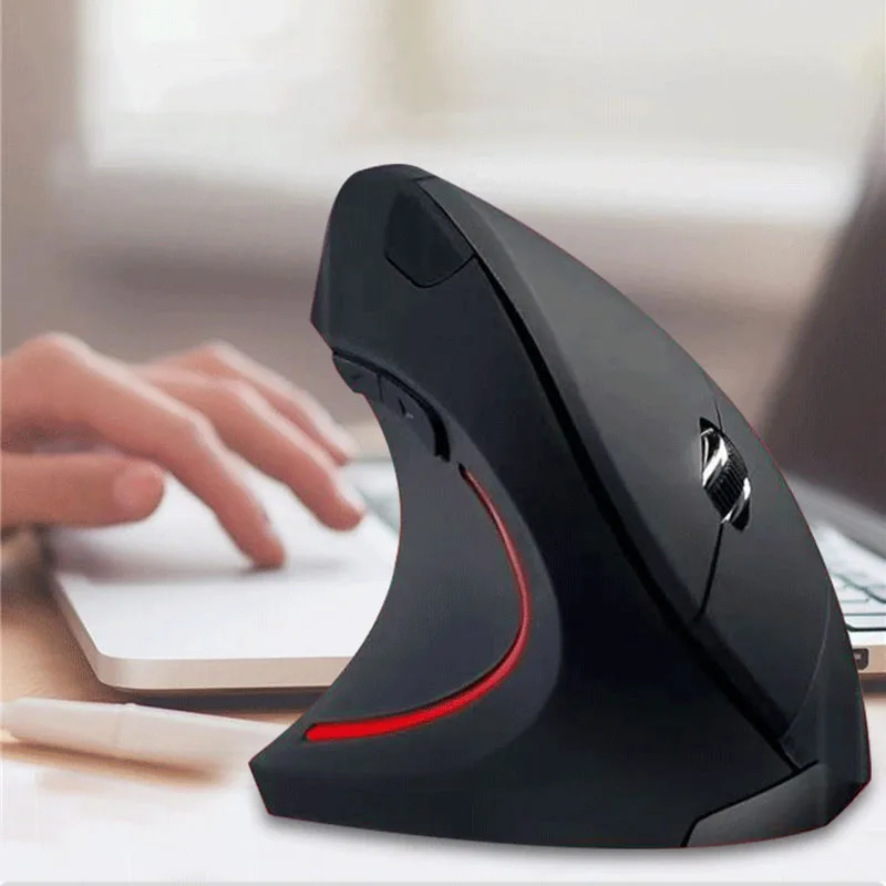 Mouse Game vertikal nirkabel 2.4G, Mouse Game vertikal ergonomis 1600DPI untuk PC Laptop kantor Mini