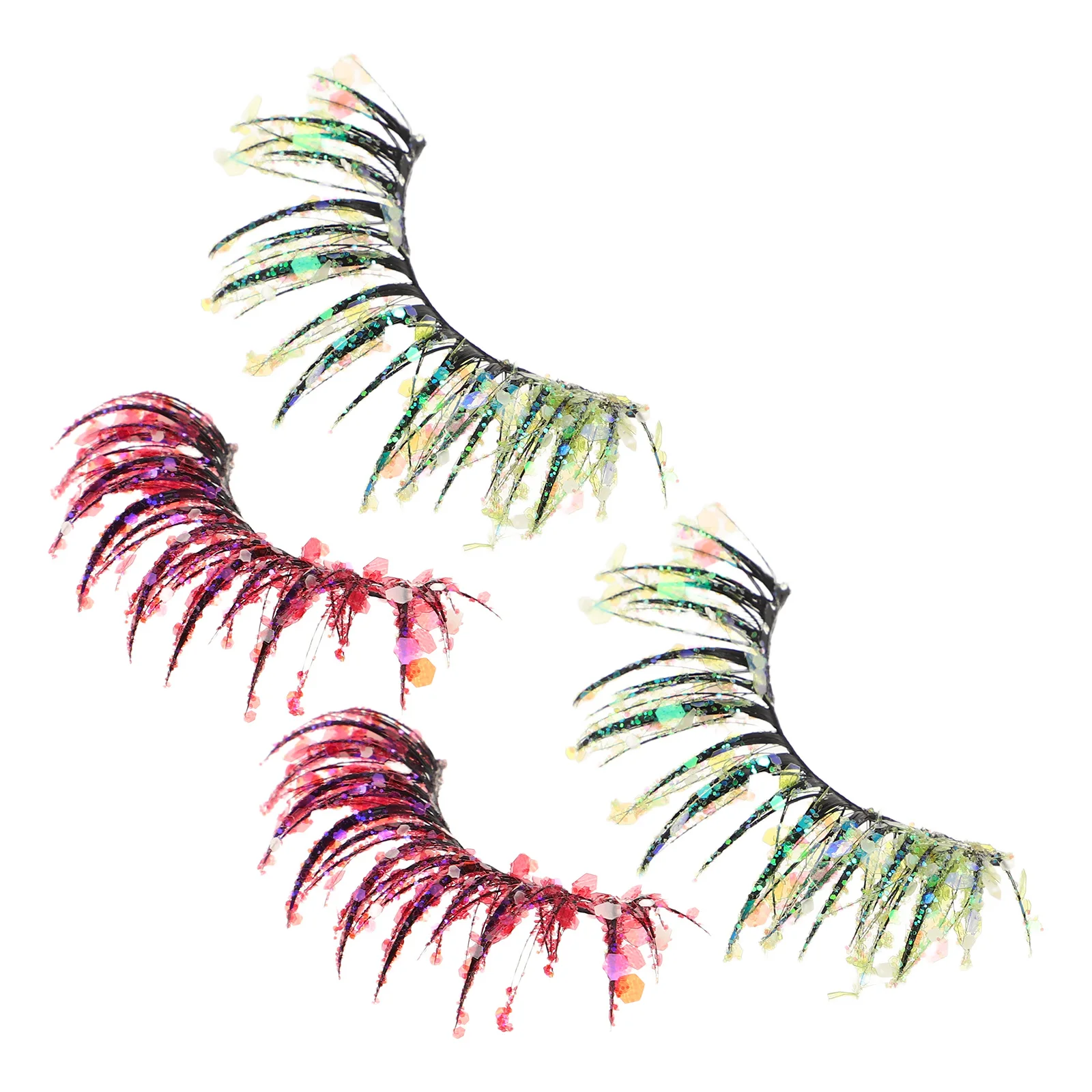 

2Pairs 3D Glitter False Eyelashes Colored Sequin Rhinestone Dramatic Sparkle Lashes Party Stage Cosplay Makeup