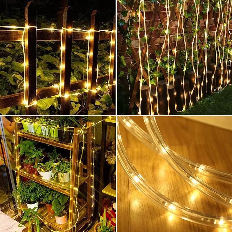 

Outdoor Solar Tube Rope Led Light 32m/22M/12M/7M Garden Christmas Decoration Fairy String Light Outdoor Wedding Party Led Lamp