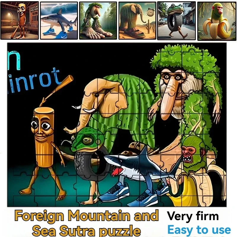 子供のおもちゃ ジグソーパズル Tung Tung Sahur イタリア Brainrot デスクトップテーブルゲームコレクション 16 枚 楽しいパズル