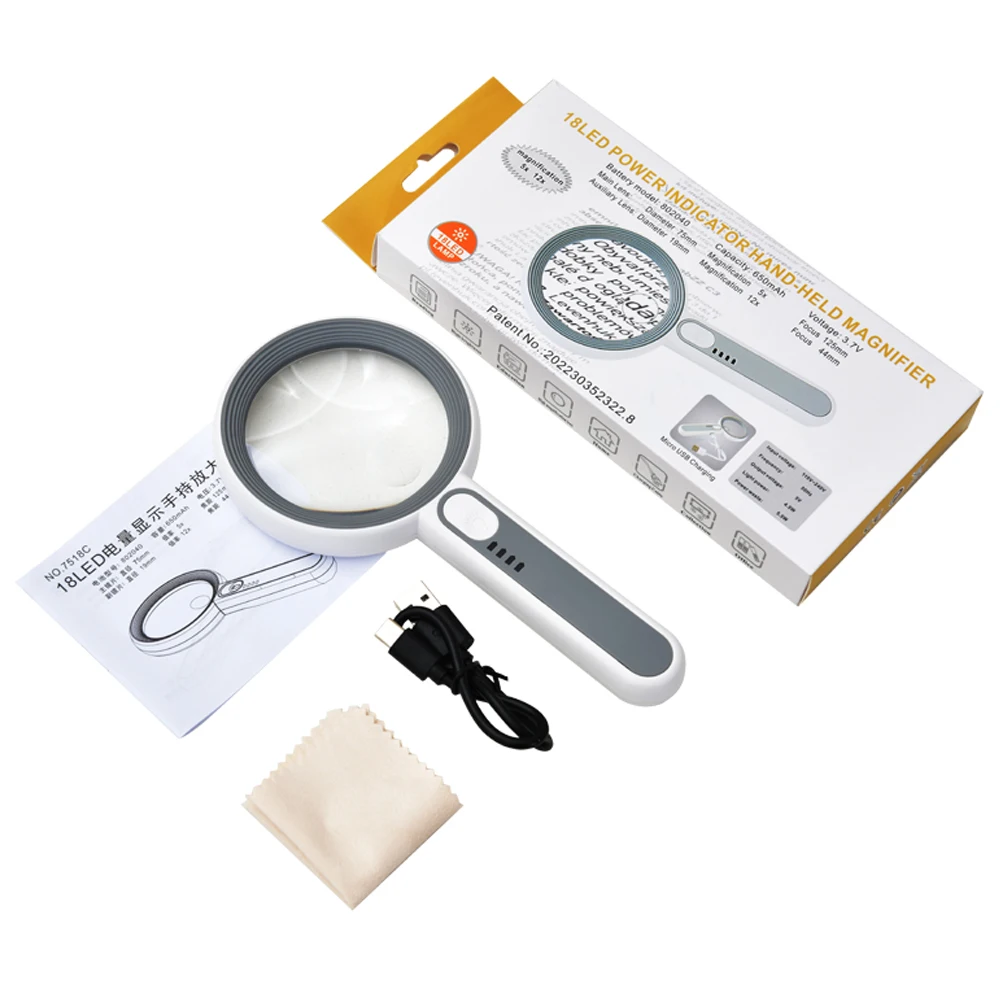 Imagem -06 - Lupa Portátil com Luz Lupa com Led Lupas Recarregáveis para Leitura de Idosos Degeneração Macular Explore Moedas