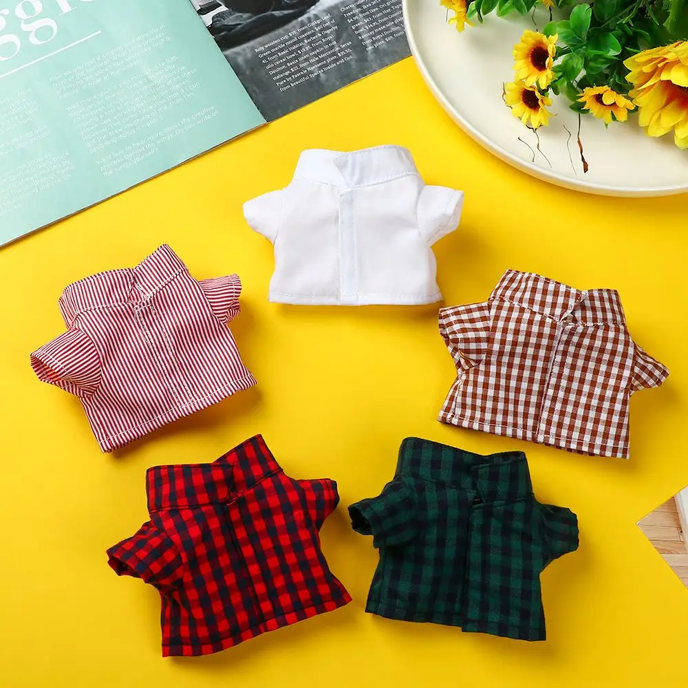 20CM Doll Shirt Stripes Lattice Solid Color Blouse Idol Doll Clothes Playing House Toy Change Dressing Game Dolls Accessories