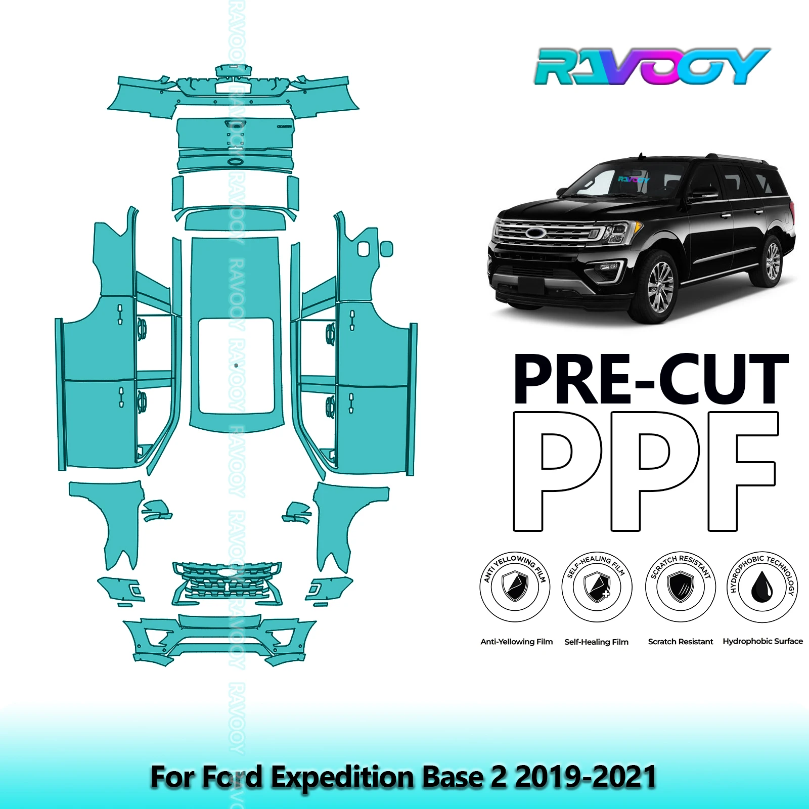

Car Precut PPF Paint Protection Film Full Vehicle For Ford Expedition Base 2 2019-2021
