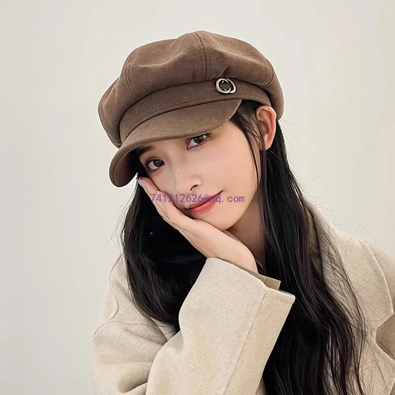 Beret children autumn and winter British octagonal hat retro versatile face enhancing tabloid children's painter duckbill hat