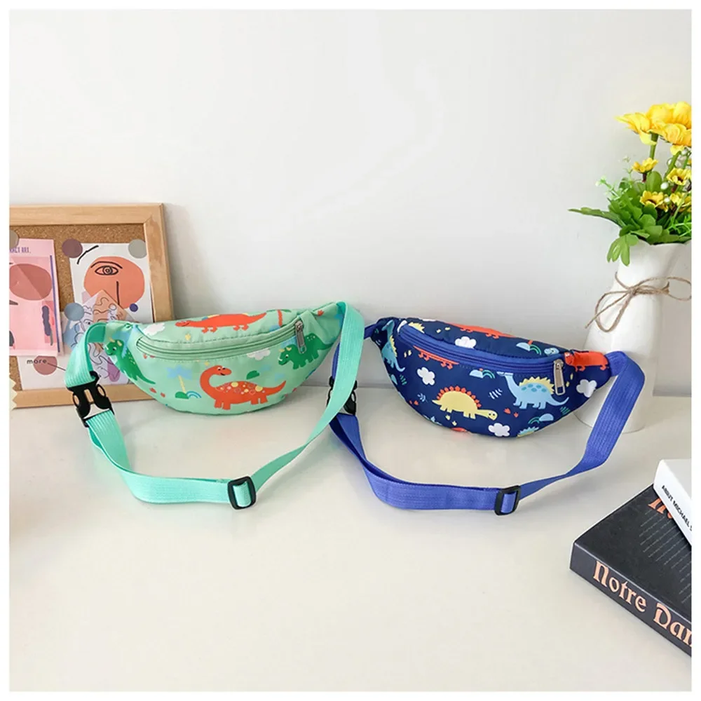 Children‘s Cute Cartoon Dinosaur Crossbody Shoulder Bag Sport Running Waist Bag for Kids Belt Money Pouch Coin Purse Storage Bag