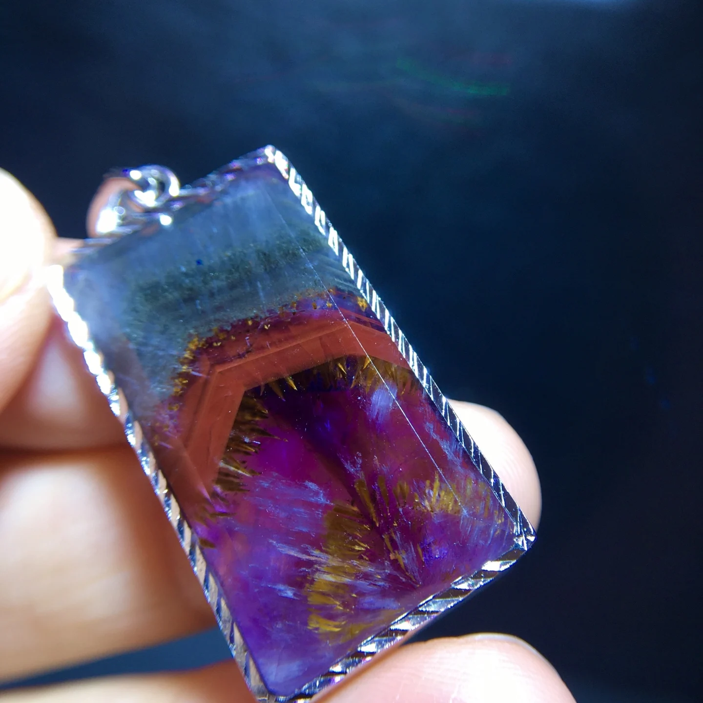 Natural Purple Cacoxenite Auralite 23 Pendant 31/17.3/5mm Red Purple Rutilated Beads Jewelry  AAAAA