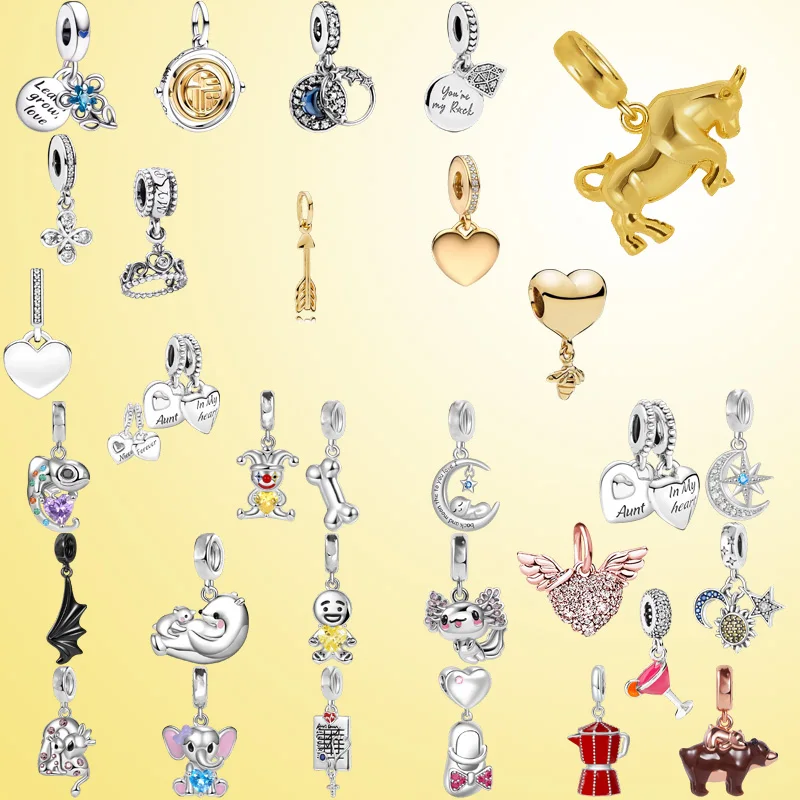 

New Hot Sale Black Bat Wing, Golden Bull & Silver Elephant Dangle Charm Beads, DIY Women Jewelry, Fit Original Necklace&Bracelet