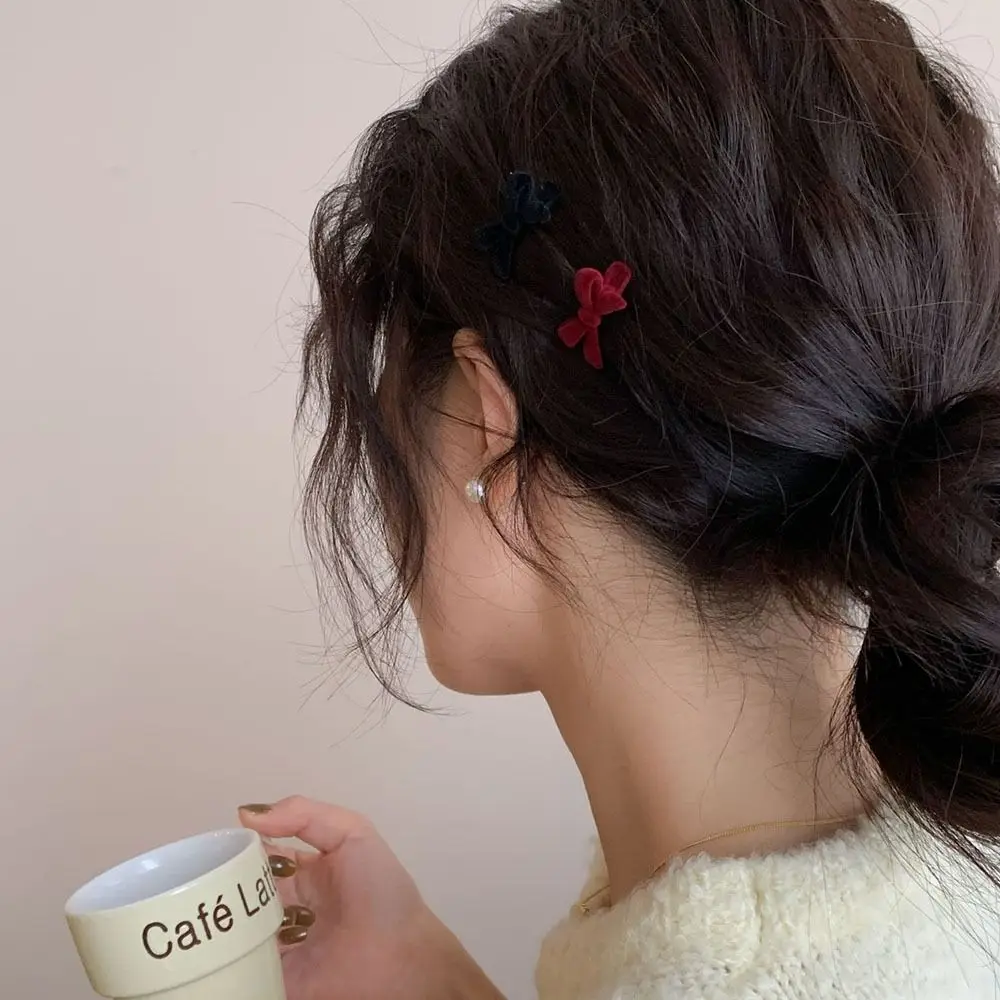 Moda Donna Fiocco Copricapo Fiocco Forcina in velluto Accessori per capelli dolci Strumenti per lo styling dei capelli Fermagli per capelli Bowknot Mini forcine