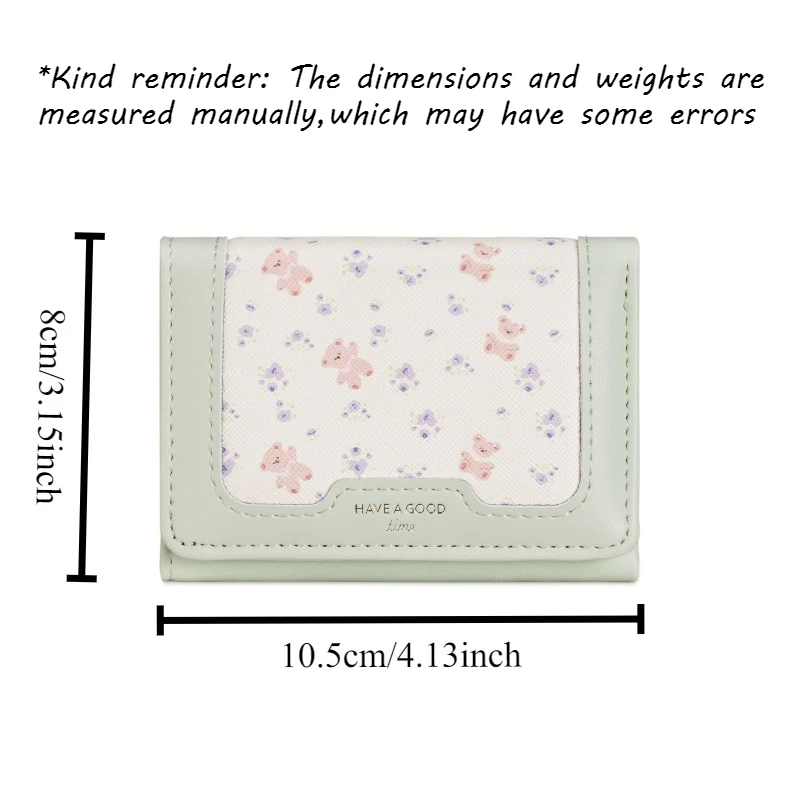 Neue florale Bären-Geldbörse im süßen koreanischen Stil, Mini-Kartenhalter, tragbare Münzbörse, süßes Geschenk für Frauen, Studenten, Accessoires – Detail 1