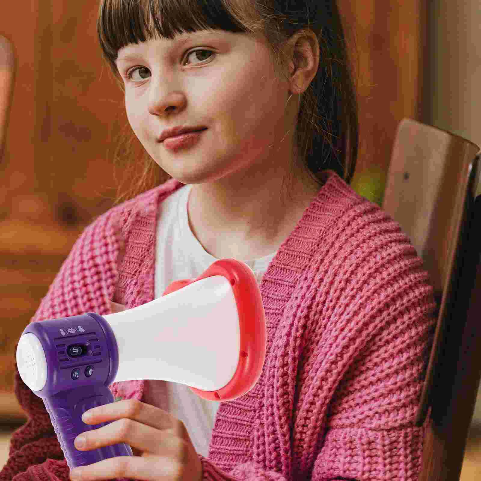 Megaphone Speaker Toy Funny Voice Changing Outdoor Toys Electric Trumpets Bull Horn White Toddler Kid Microphone