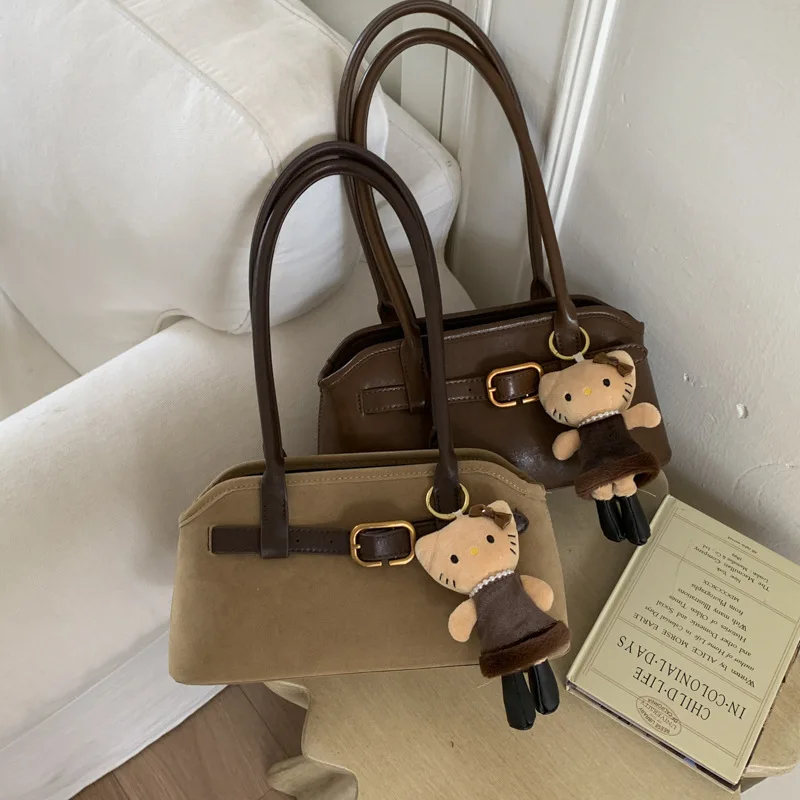 

2025 Новая замшевая сумка в корейском стиле с уникальной пряжкой на ремень, сумка через плечо на одно плечо