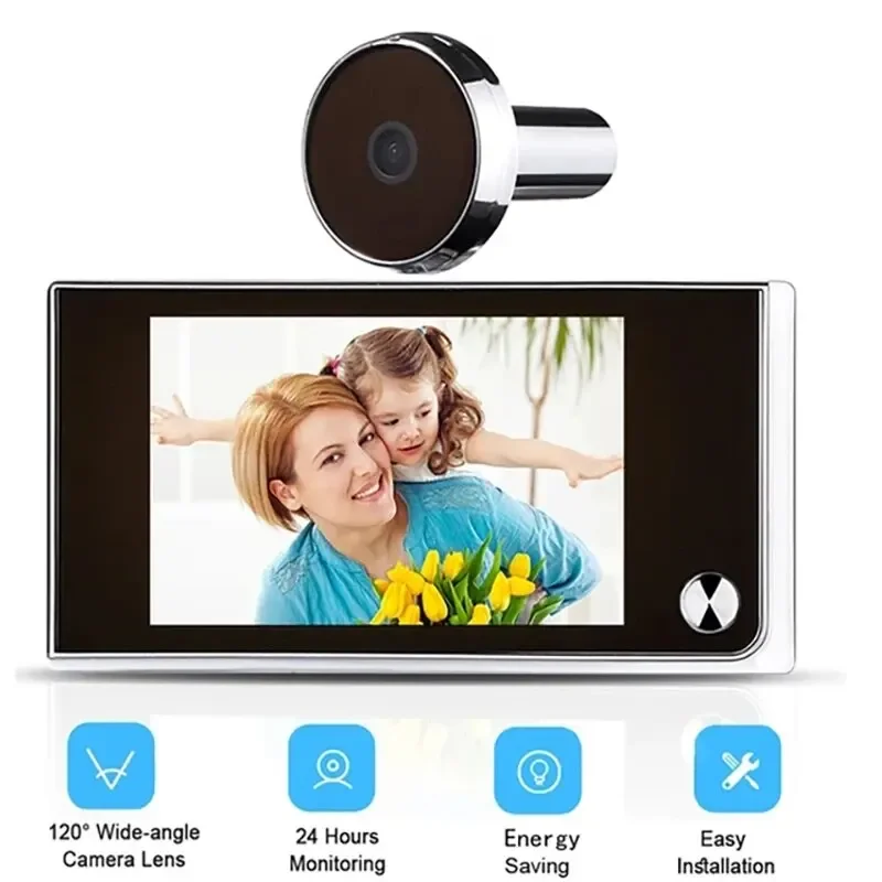 3.5 Inch Doorbell Peephole Viewer Digital Door Camera 120° LCD 2 Million HD Pixel Cat Eye Door Bell Outdoor Monitor Door Camera