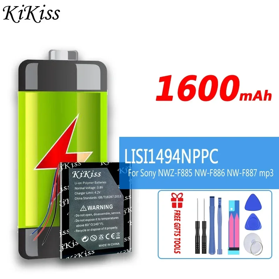 

1600mAh KiKiss Мощная батарея LISI1494NPPC для Sony NW-F887 NWZ-F885 NW-F886 mp3 цифровая сменная батарея