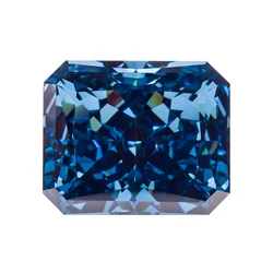 Sapphire Blue Crushed Ice Cut Cubic Zirconia High Carbon Diamond Radiant Shape Lab Zircon CZ 4K Cutting 5A+ Quality