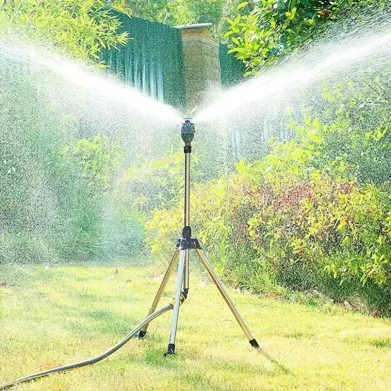 

360-Degree Garden Automatic Rotating Sprinkler Stainless Steel Tripod Set Irrigation Stand Water Jet Garden Lawn Sprinkler Tool