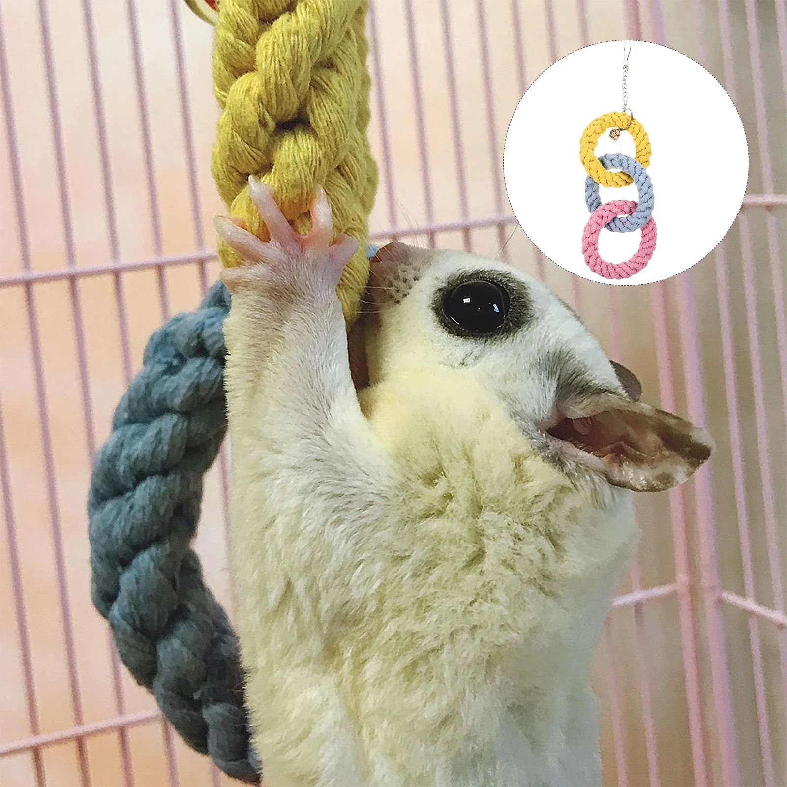 

Climbing Ring Pendant Sugar Gliders Hanging Small Parrot Cage for Ropes Fabric