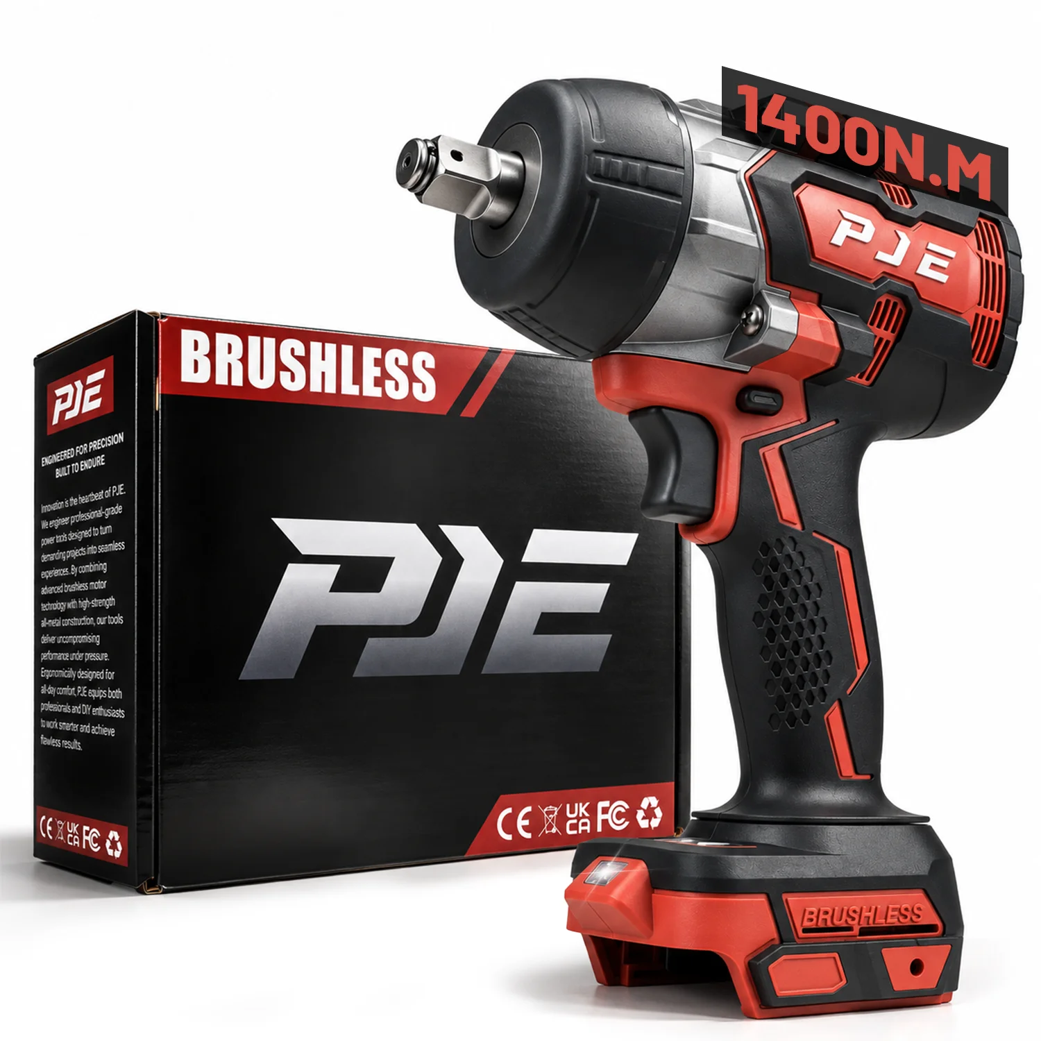 PJE 1400N.M Brushless Electric Impact Wrench Cordless Electric Wrench 1/2 Inch Screwdriver Power Tool for Makita 18v Battery