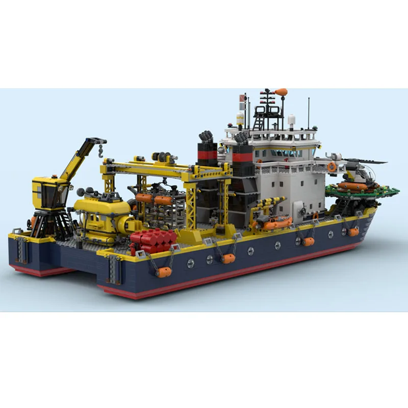 MOC-220063 Oceaan Catamaran Onderzoekschip Bouwsteenmodel, 8200-onderdelen, Jongens Kinderverjaardag Bouwsteenspeelgoed Cadeau