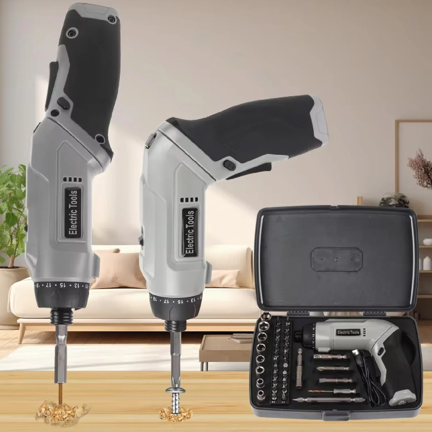 

7N.m High Torque Home DIY Electric Screwdriver Set Cordless Drill Built-in LED Type-C Interface Charging 41-in-1 Acessories