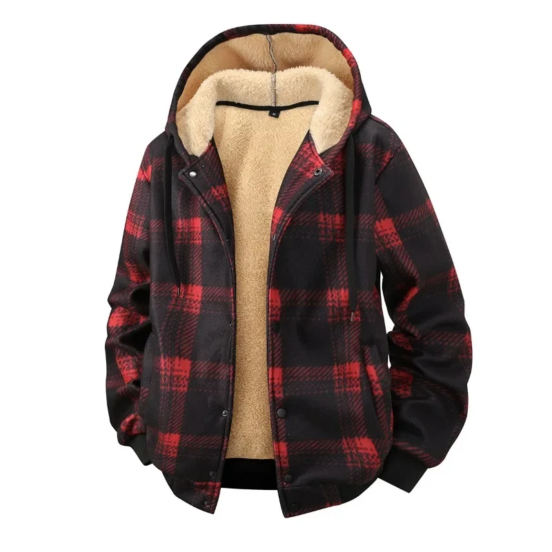 Men New SpringFashion Trend Thickened Warm Lamb Wool Jacket for Mens Casual Loose Sports Plus Size High-end Hooded Jacket M-2XL