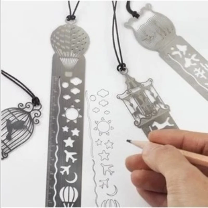 1PCS Creative Simplicity Multi Functional Hollow Ruler Drawing Bookmark Measuring Ruler Student Stationery Supplies