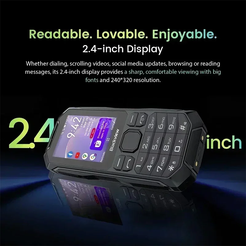 Blackview N1000 Rugged Smartphone 2.4 inch Display 3300mAh Battery Dual 4G Mobile Phone With Dial Button For Elderly Cellphone