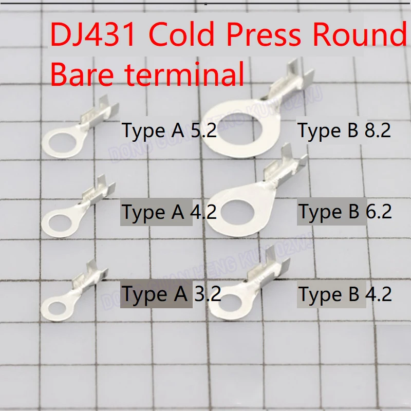 5 CPS DJ431 3.2 4.2 5.2 6.2 8.2 Cold Pressed Round Bare Terminals O-Type Lug Wiring Terminals