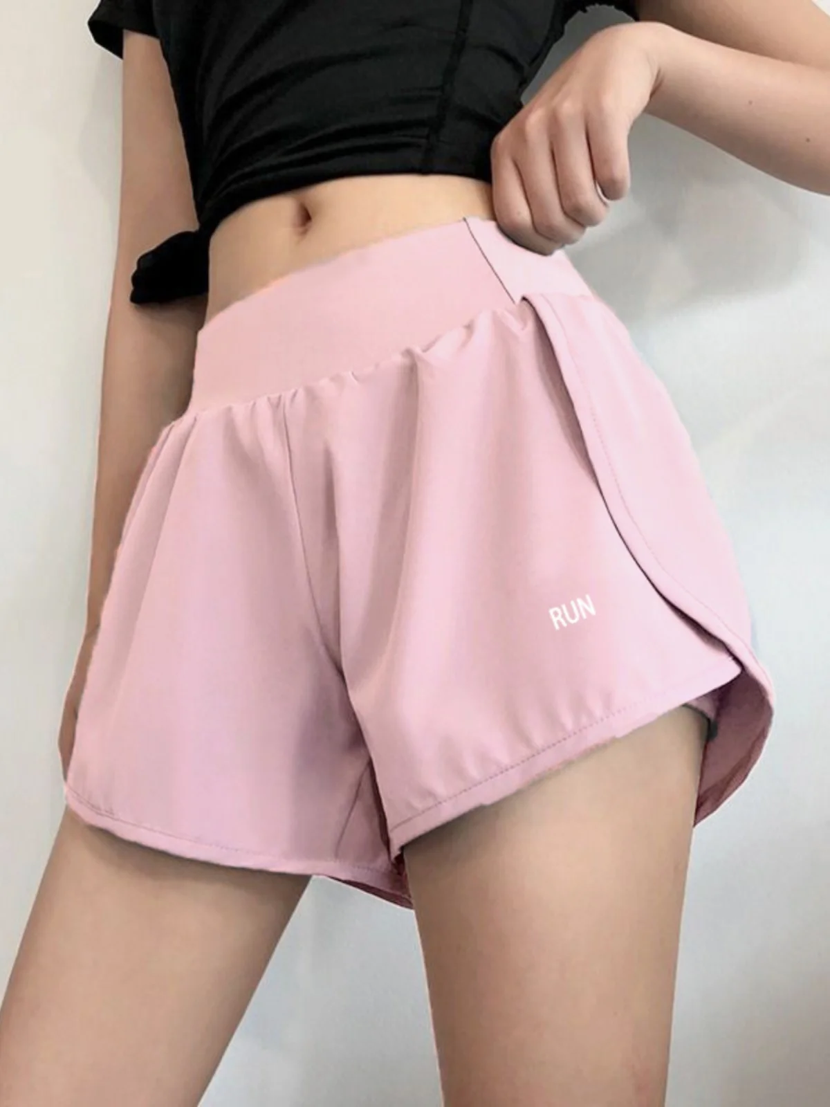 루즈한 스포츠 스타일 페이크 투피스 캐주얼 스트레이트 레그 허리 오버사이즈 팬츠 심플 디자인 출퇴근 슬레 원단 혼방