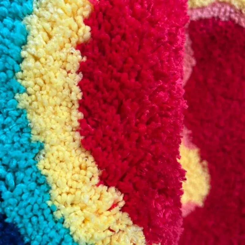 Soft and Fluffy Palm Shape Rug - Multicolor Flocking Material for Living Room and Bedroom - Machine Washable Home Decor and Room