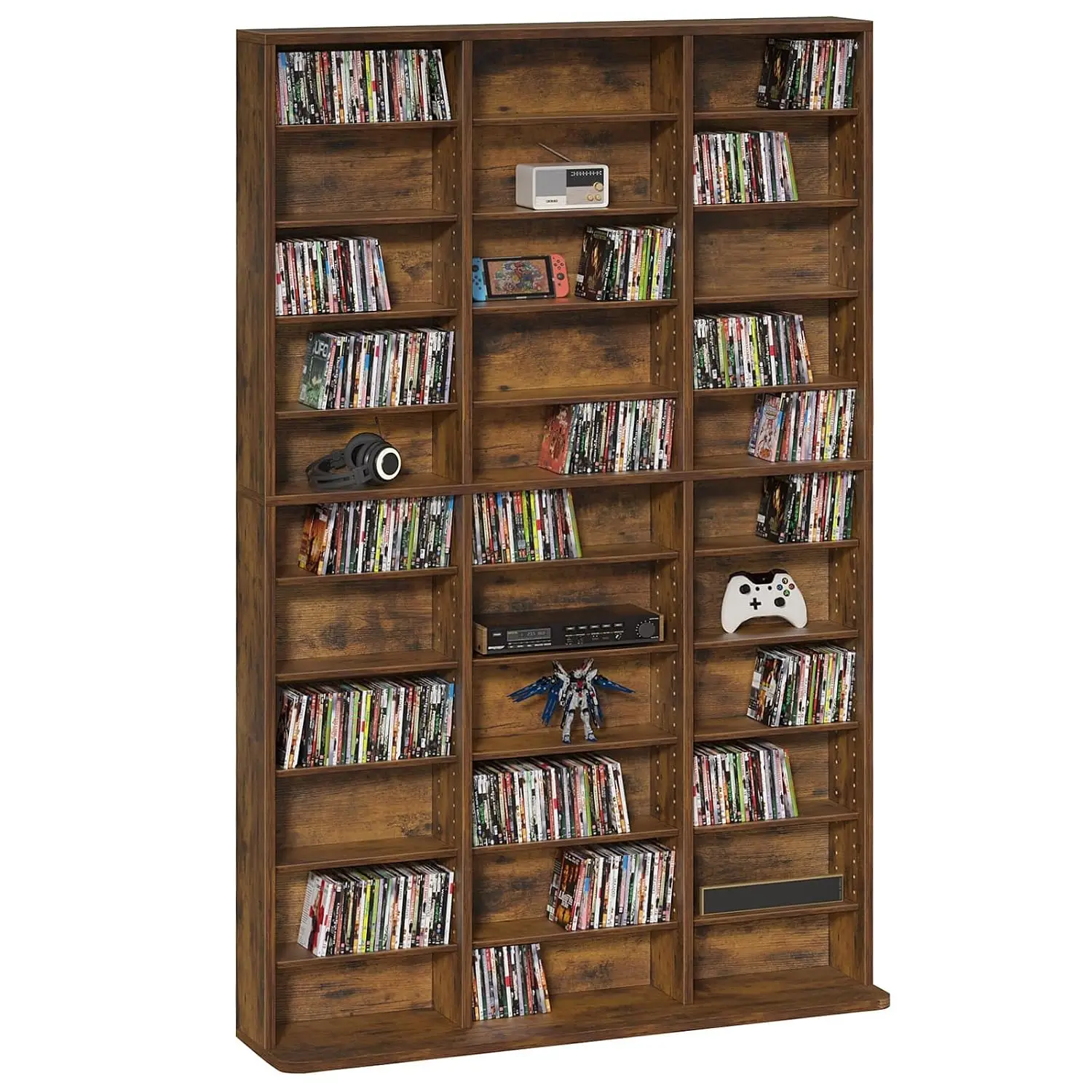 11 Tier Tall Display Cabinet, Brown Media Storage Cabinet, Customized
