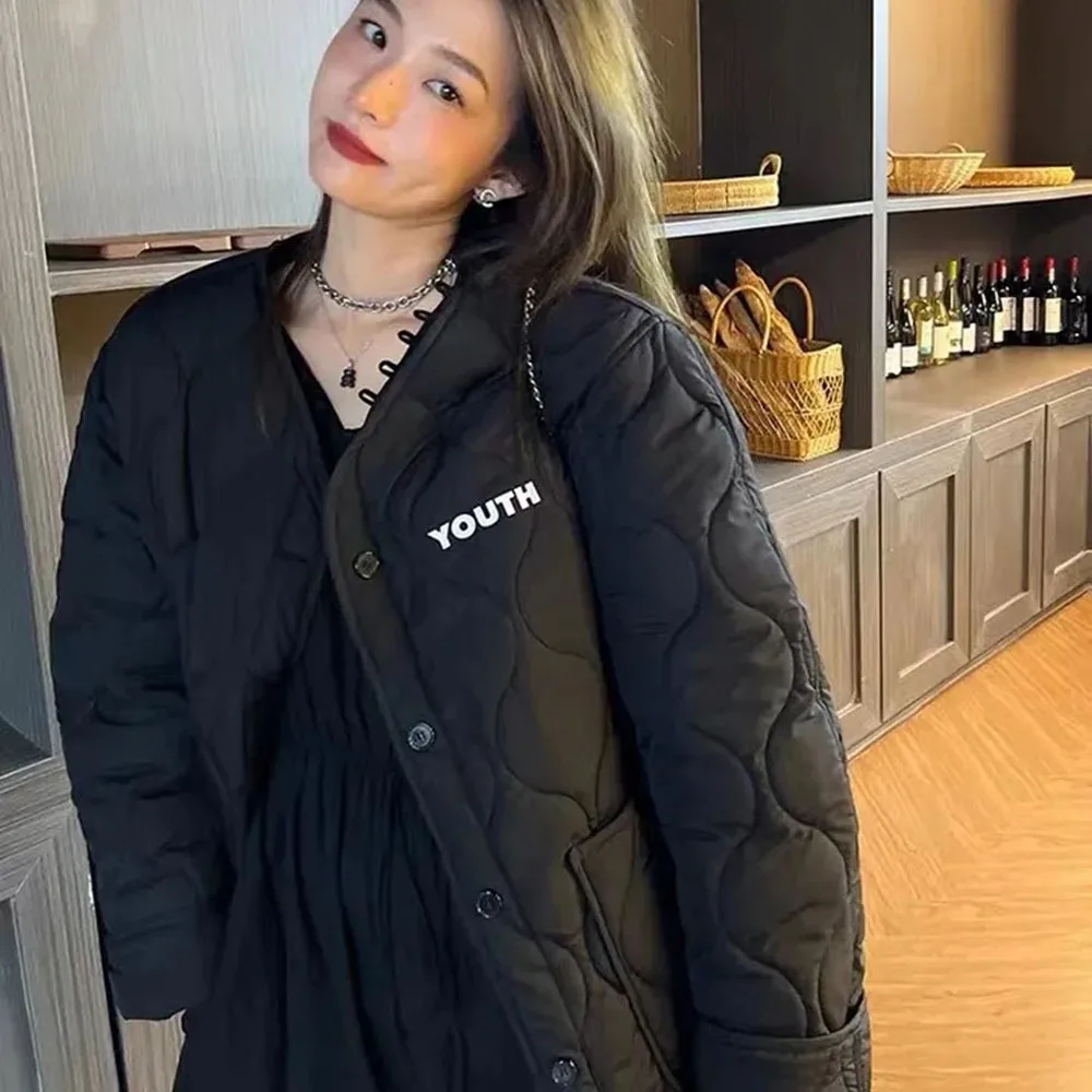 Winter Parka Women Black Zip Up Jackets Warm Thick Coat Short Jacket Korea Streetwear Outerwear Harajuku Clothes Oversized Tops