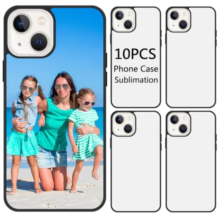 

10 шт. пустых чехлов для телефона 15 (6,1 дюйма) с мягким ТПУ + жестким поликарбонатом, задняя панель из алюминиевого листа, матовый черный, мягкий, ударопрочный, для самостоятельной сборки