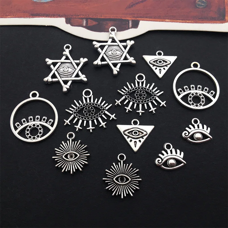 10pcs Mixed Eye of Horus Charms Alloy Metal Tibetan Magic Pendants For DIY Necklace Bracelet Jewelry Making Crafting Supplies