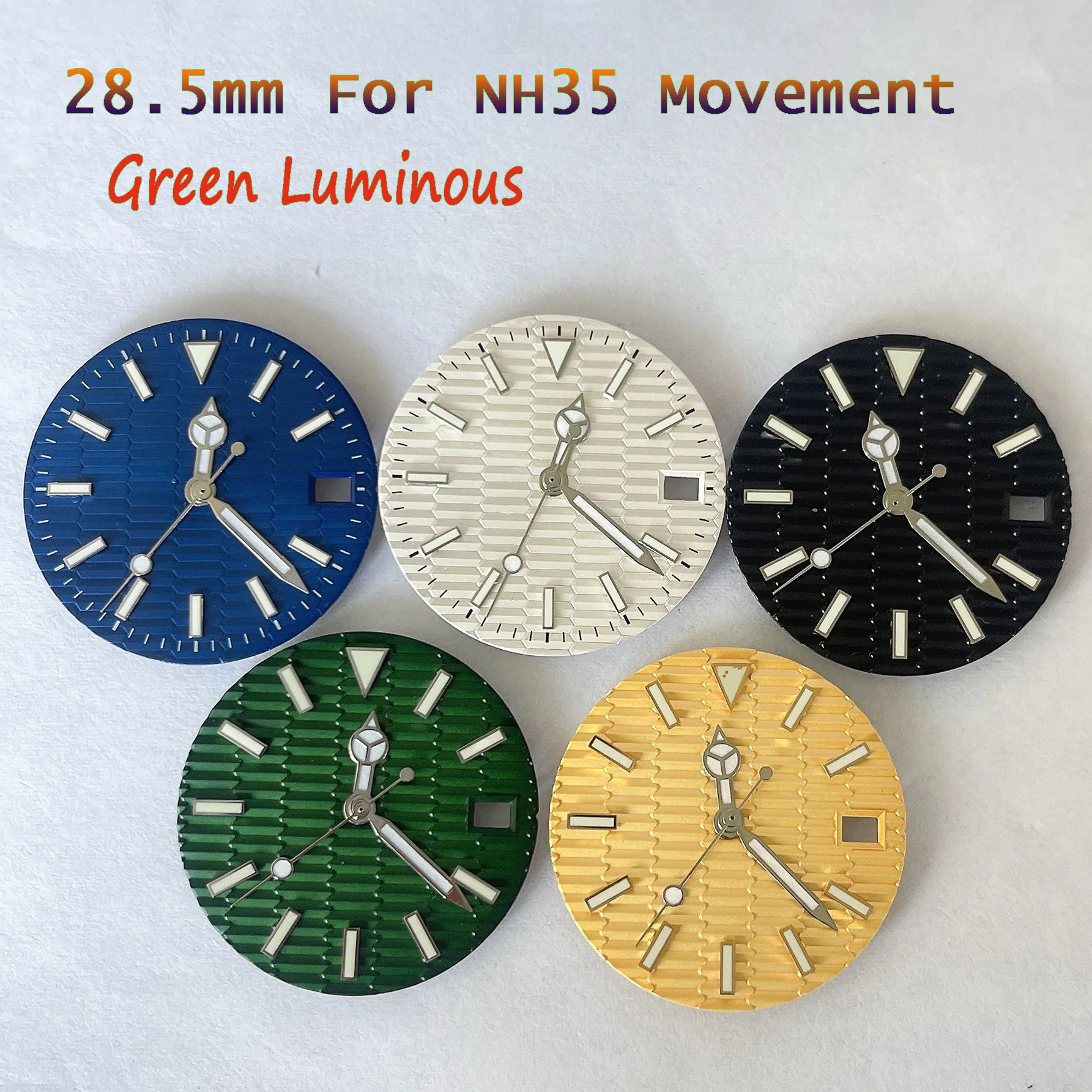 28.5MM Watch Dial+Needle Green Luminous Face Hands For NH35/ NH36/4R/7S Movement Watch Accessories Repair Tools Seiko Parts